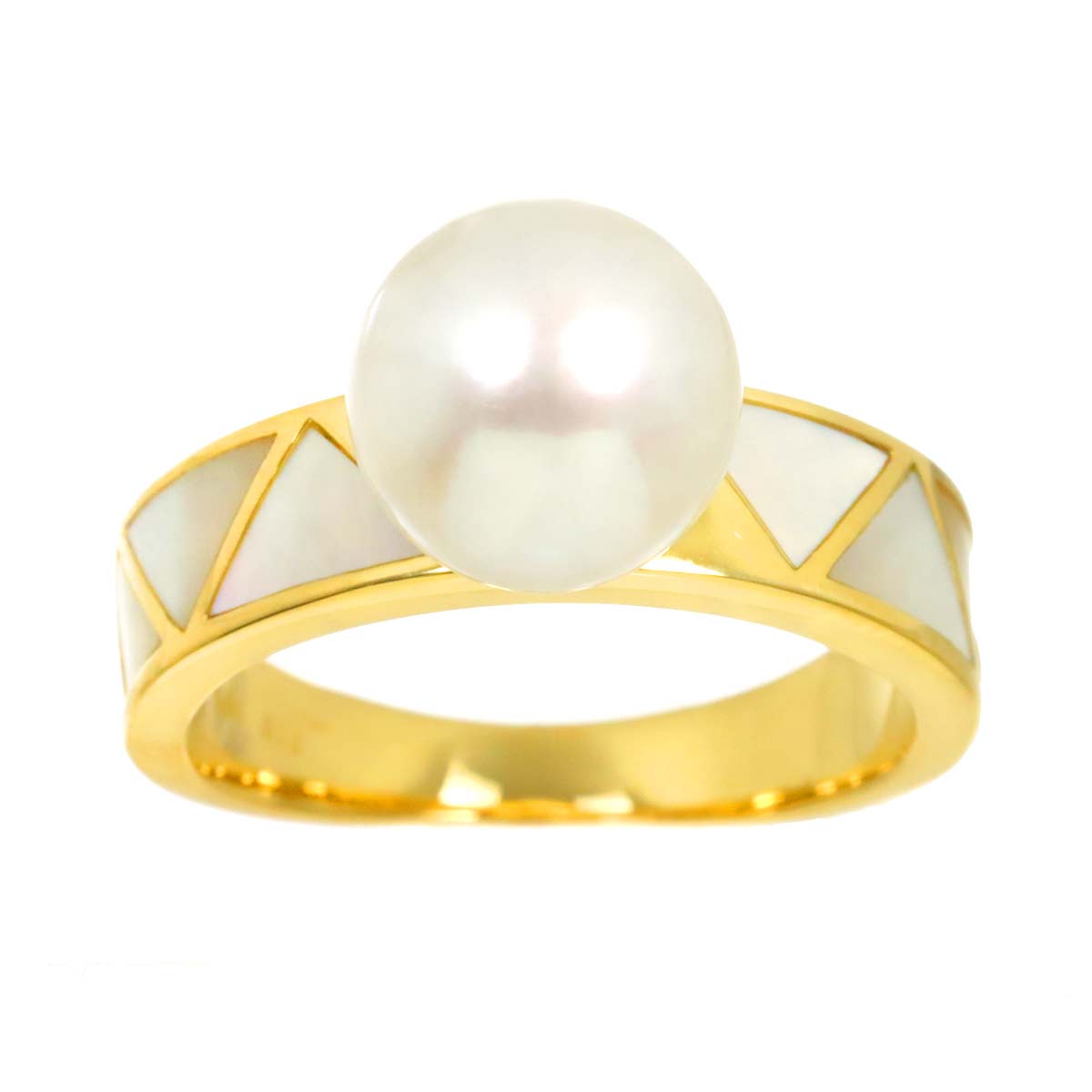 Akoya Pearl 8.4mm MOP Ring 18K YG 750 Size4.75-5(US)