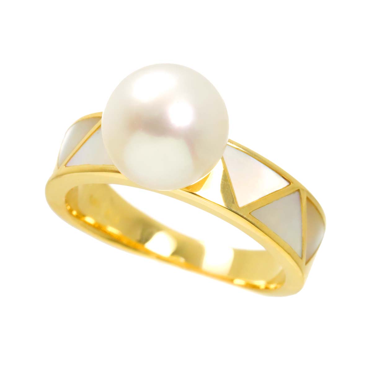 Akoya Pearl 8.4mm MOP Ring 18K YG 750 Size4.75-5(US)