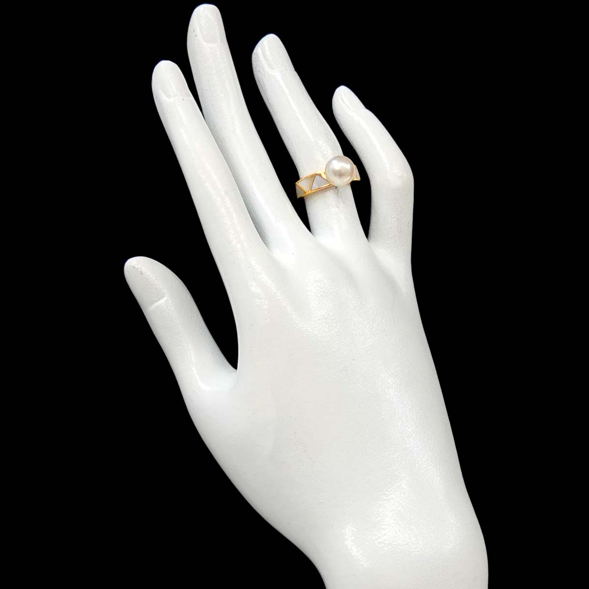 Akoya Pearl 8.4mm MOP Ring 18K YG 750 Size4.75-5(US)