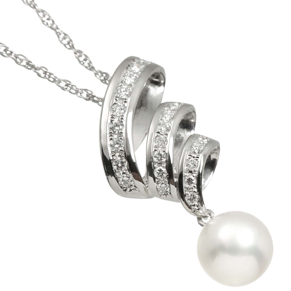 Akoya Pearl 9.0mm Diamond 0.32ct Necklace Pt