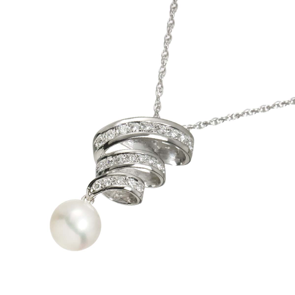 Akoya Pearl 9.0mm Diamond 0.32ct Necklace Pt