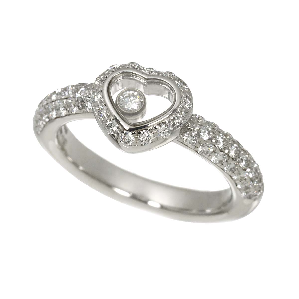 Happy Diamond Heart Ring 18K White Gold 750 Size5.25(US)