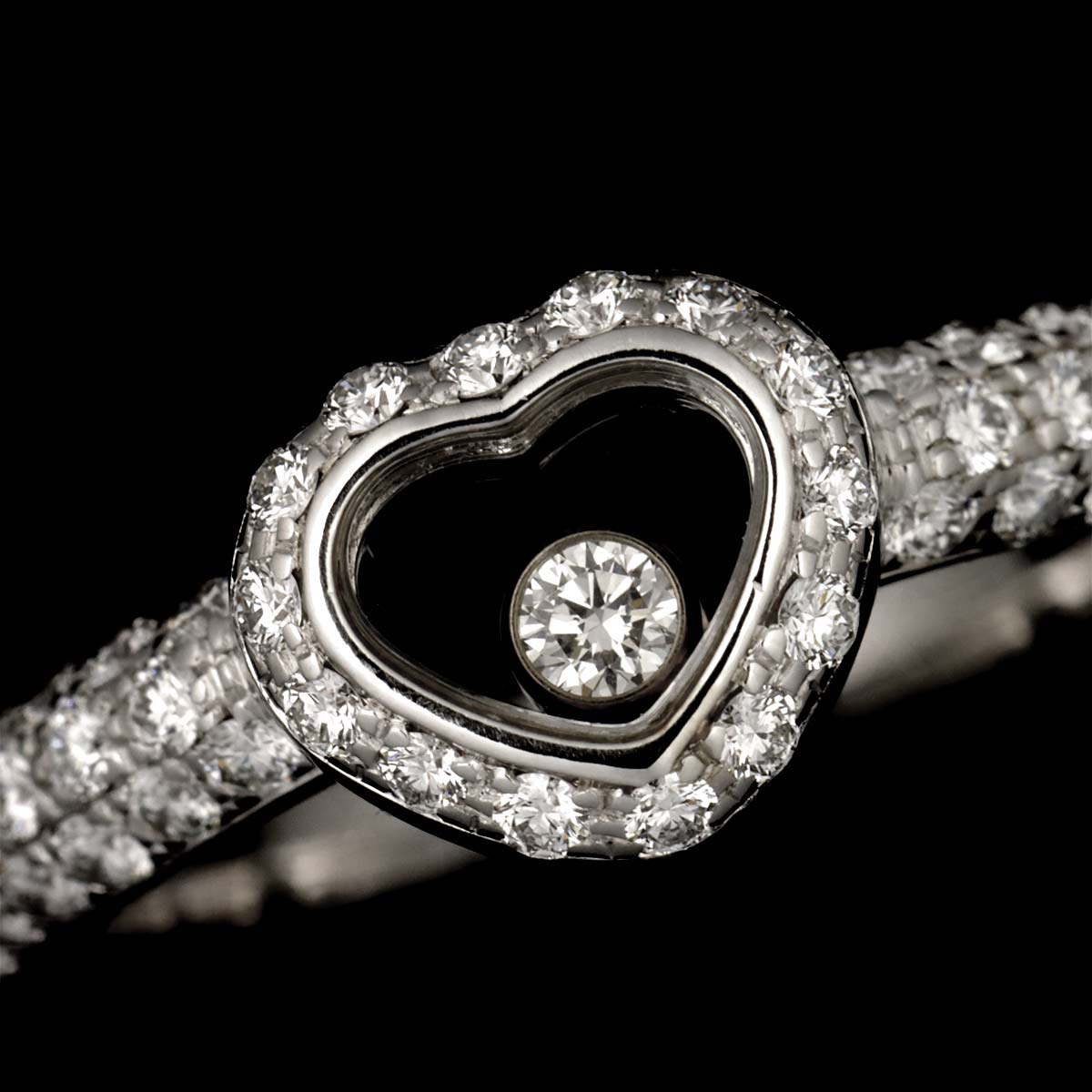Happy Diamond Heart Ring 18K White Gold 750 Size5.25(US)
