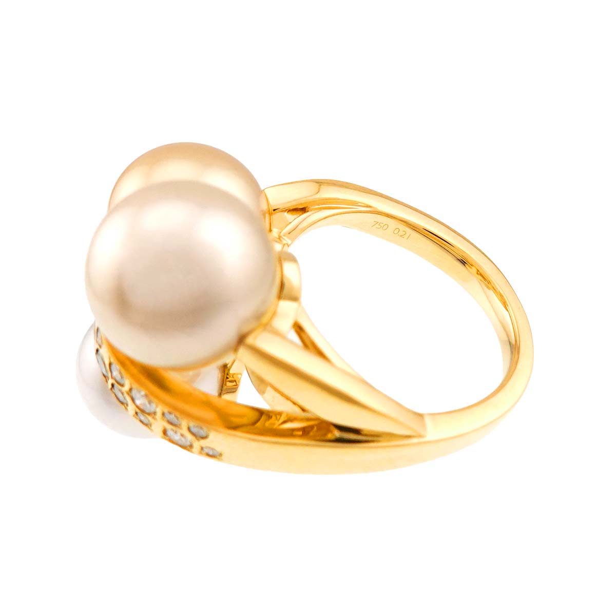 South Sea pearl Diamond 0.21ct Ring 18K YG 750 6.25-6.5(US)
