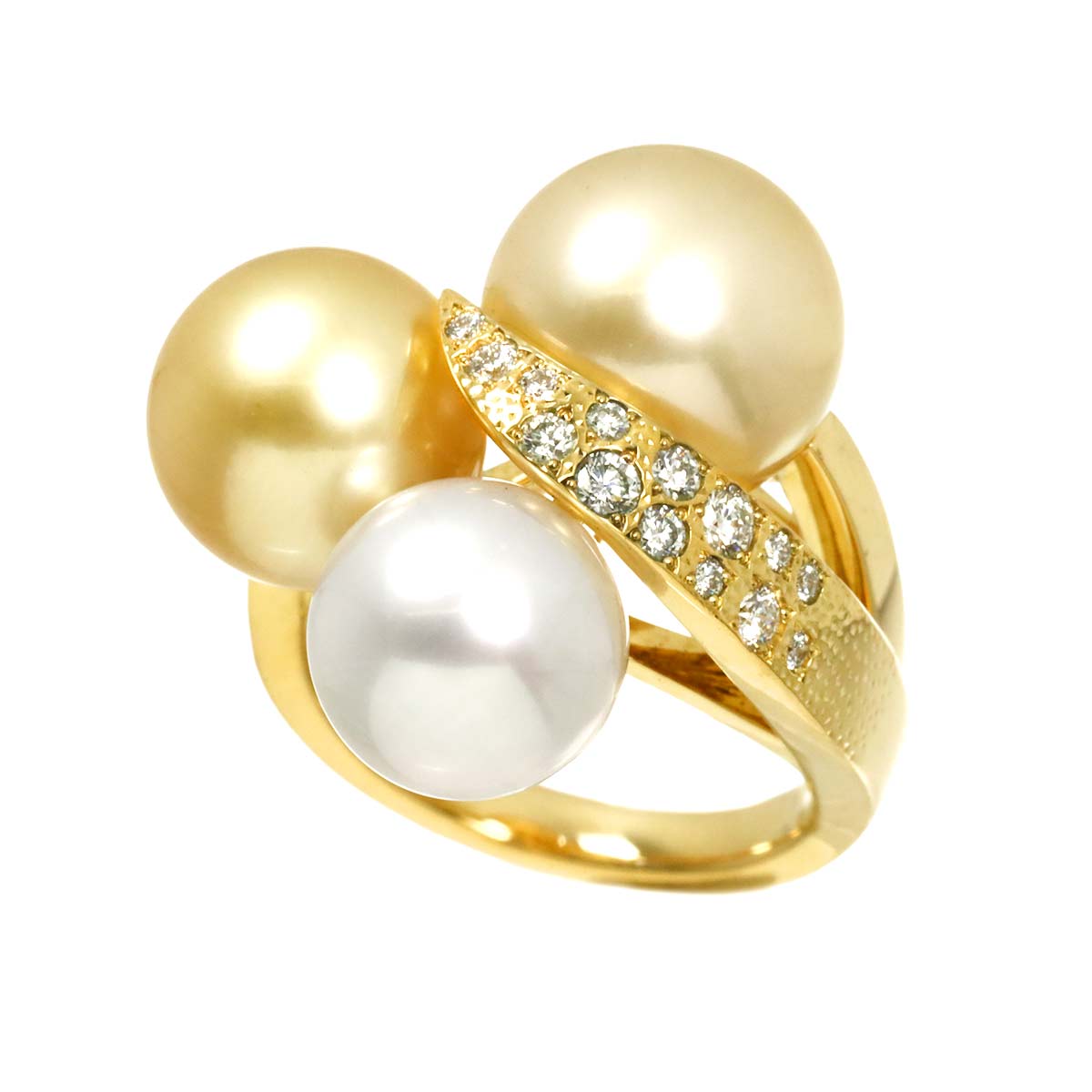 South Sea pearl Diamond 0.21ct Ring 18K YG 750 6.25-6.5(US)