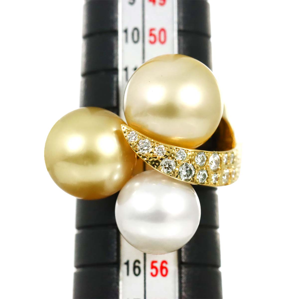 South Sea pearl Diamond 0.21ct Ring 18K YG 750 6.25-6.5(US)