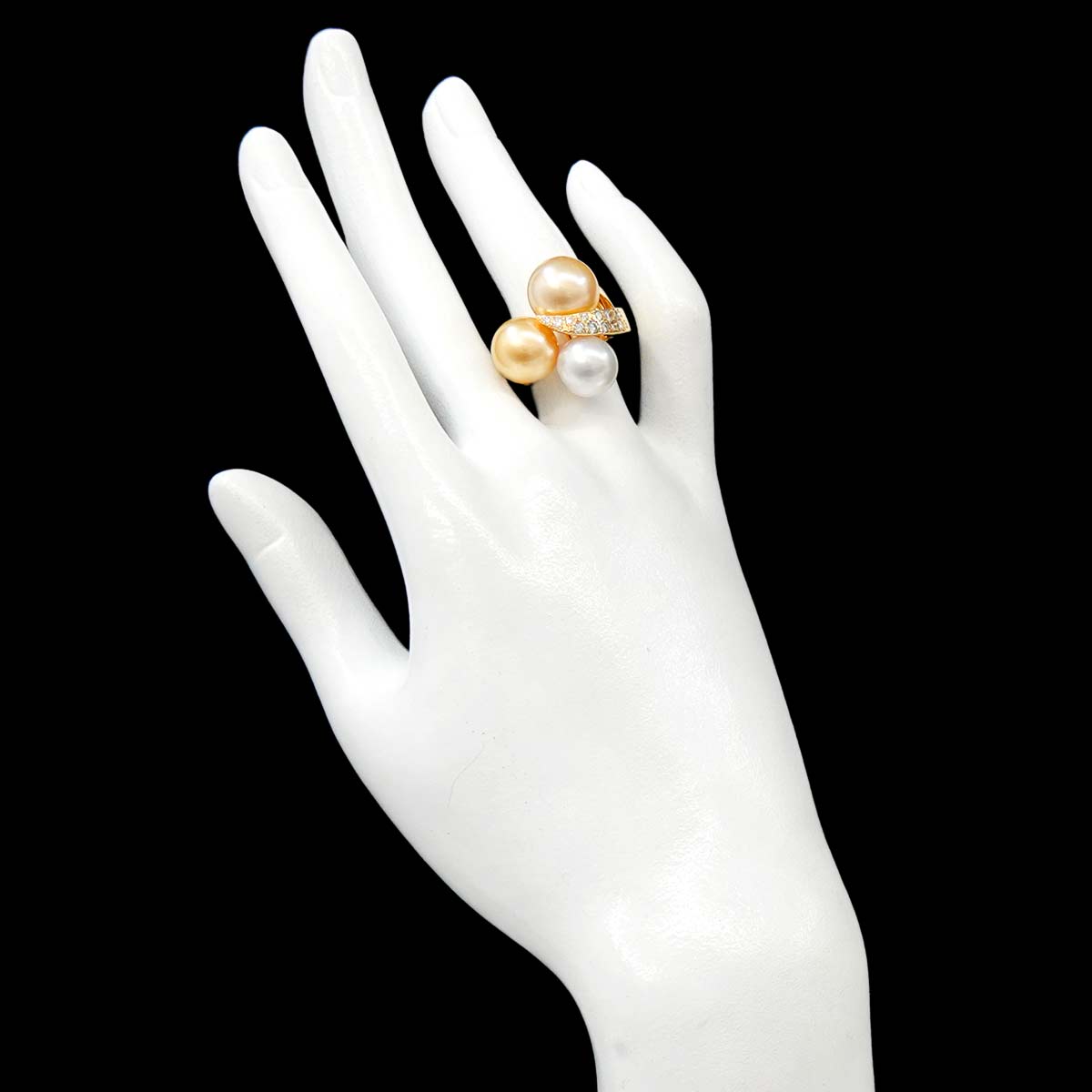 South Sea pearl Diamond 0.21ct Ring 18K YG 750 6.25-6.5(US)