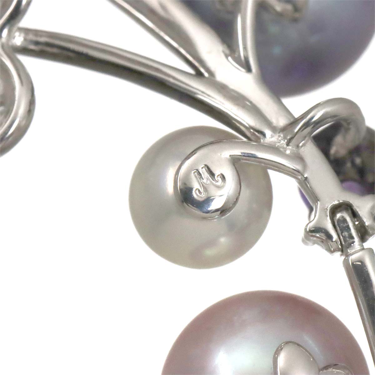 Freshwater cultured pearl Amethyst Pendant Top 18K WG 750