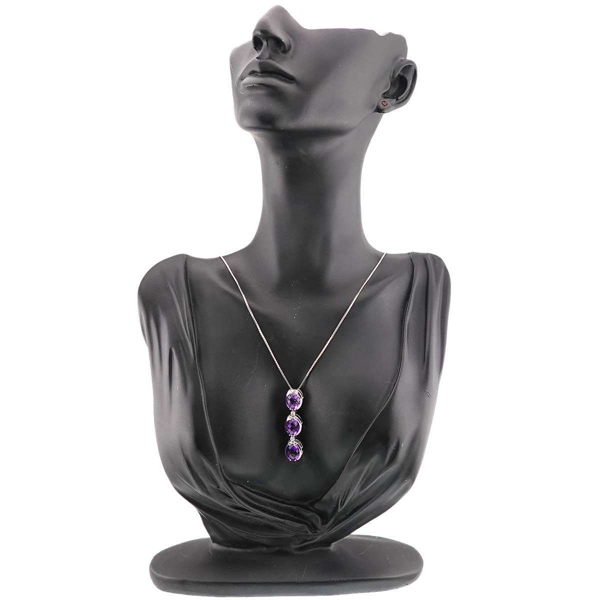 Amethyst Diamond 0.03ct Necklace 18K WG 750