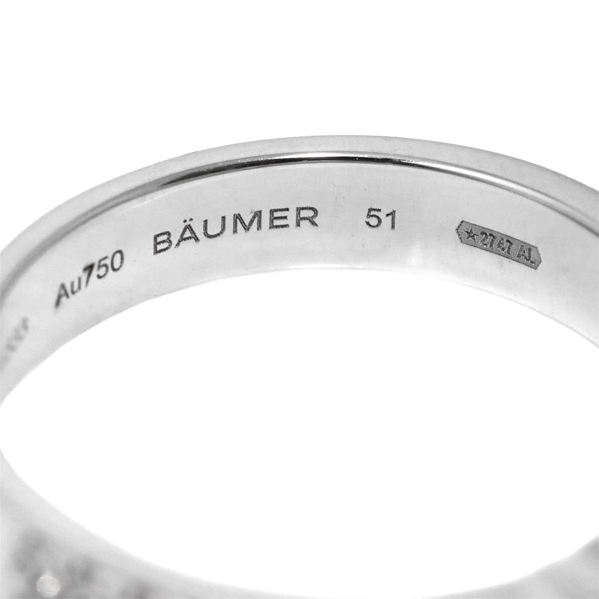 Ruban Diamond MM Ring 18K White Gold 750 Sise51 5.5-5.75(US)