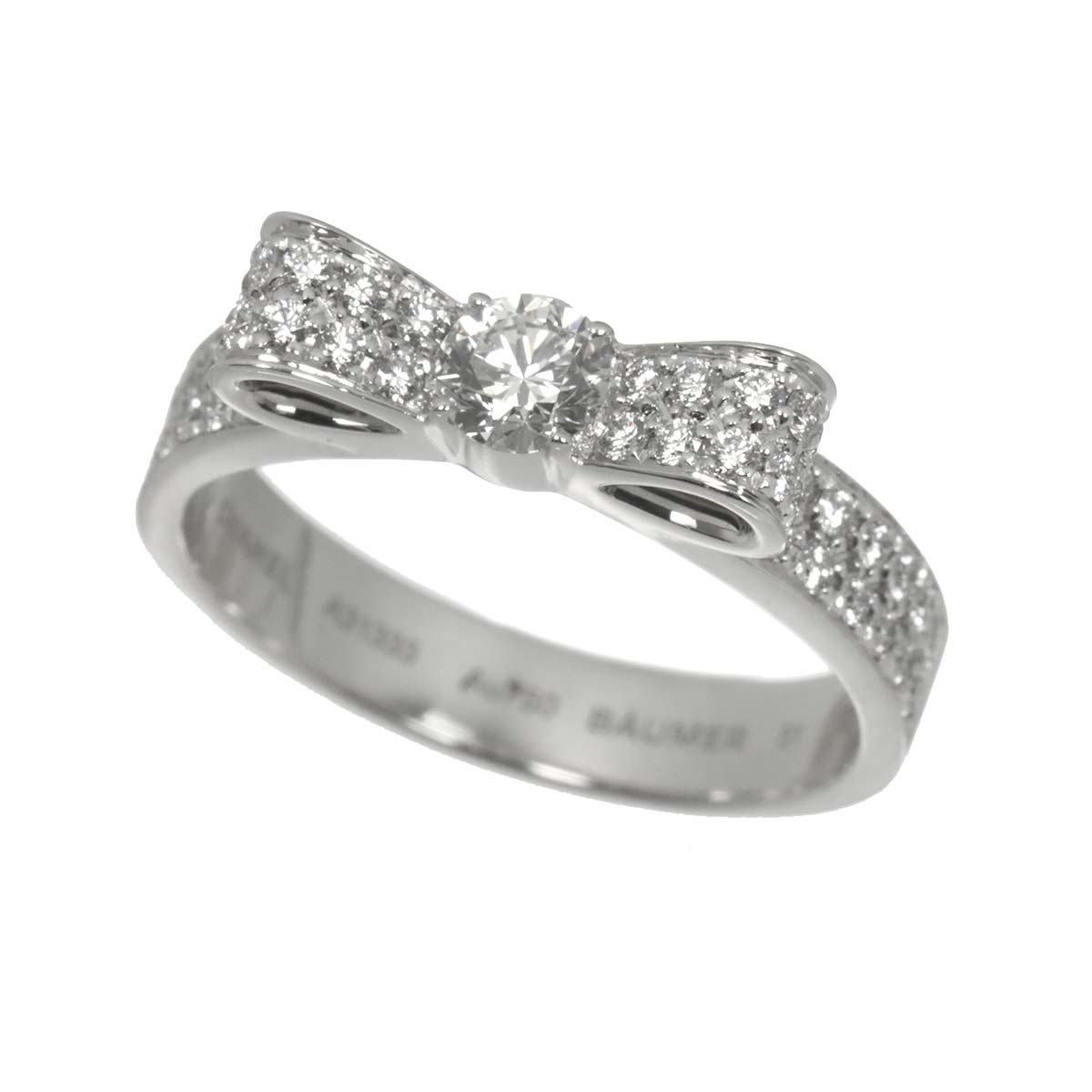 Ruban Diamond MM Ring 18K White Gold 750 Sise51 5.5-5.75(US)