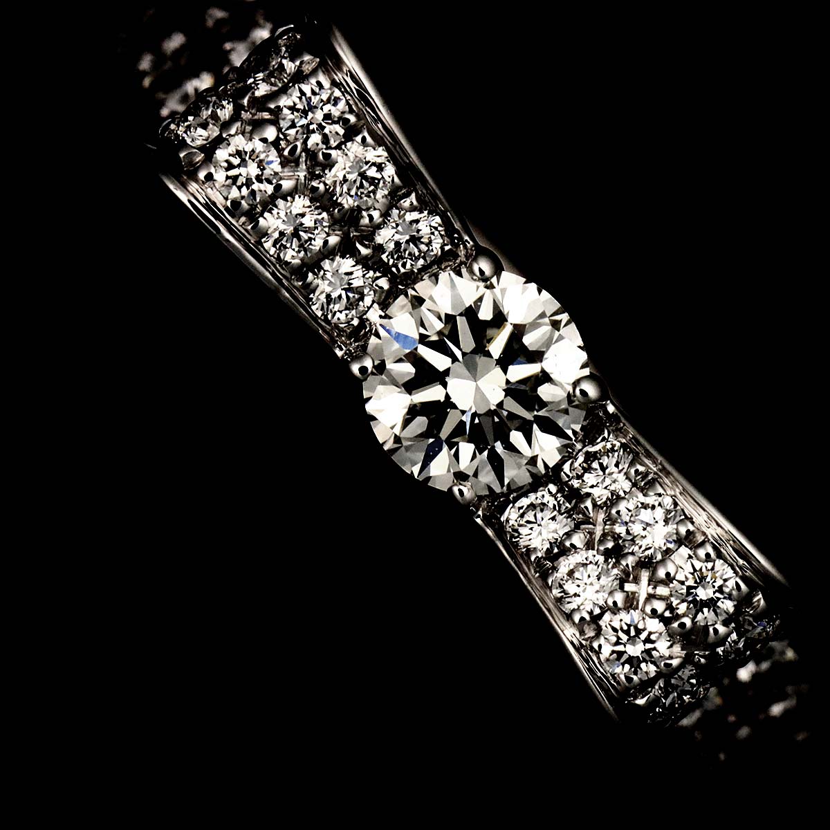 Ruban Diamond MM Ring 18K White Gold 750 Sise51 5.5-5.75(US)