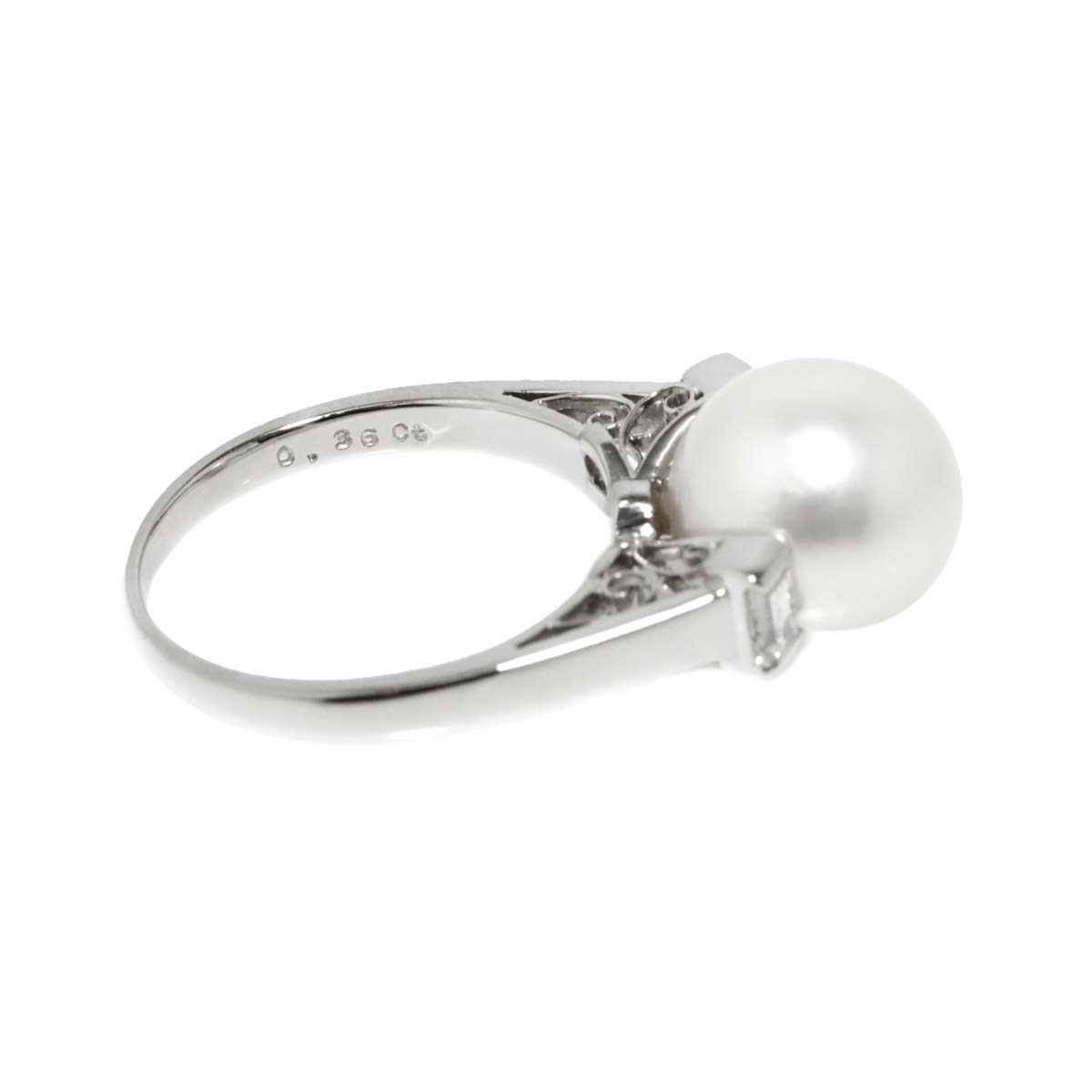 South Sea pearl 11.0mm Diamond 0.36ct Ring Pt size7.5(US)