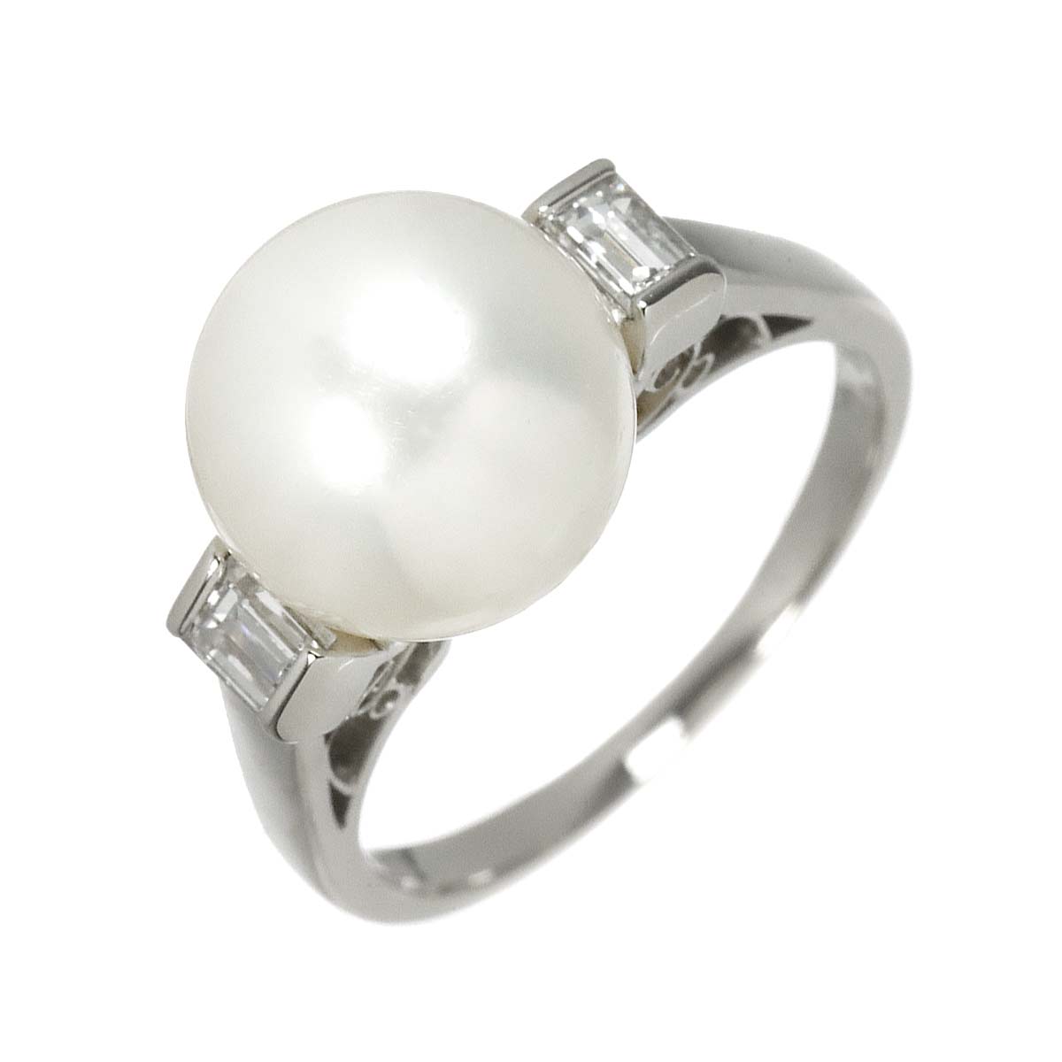 South Sea pearl 11.0mm Diamond 0.36ct Ring Pt size7.5(US)