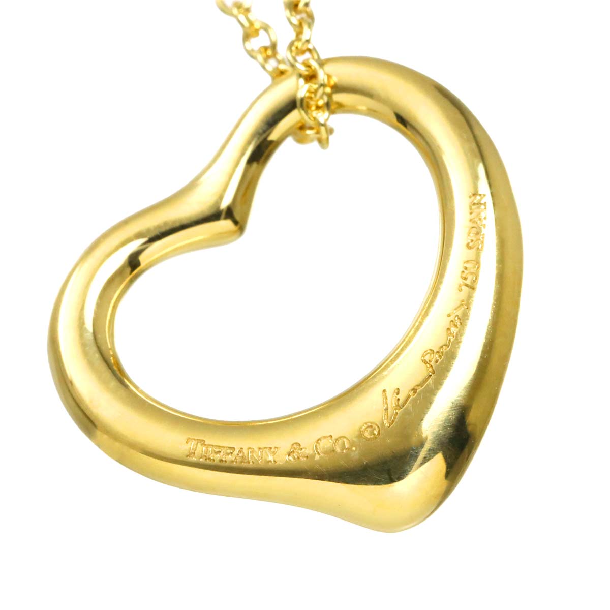 Open Heart Diamond Necklace 18K Yellow Gold 750