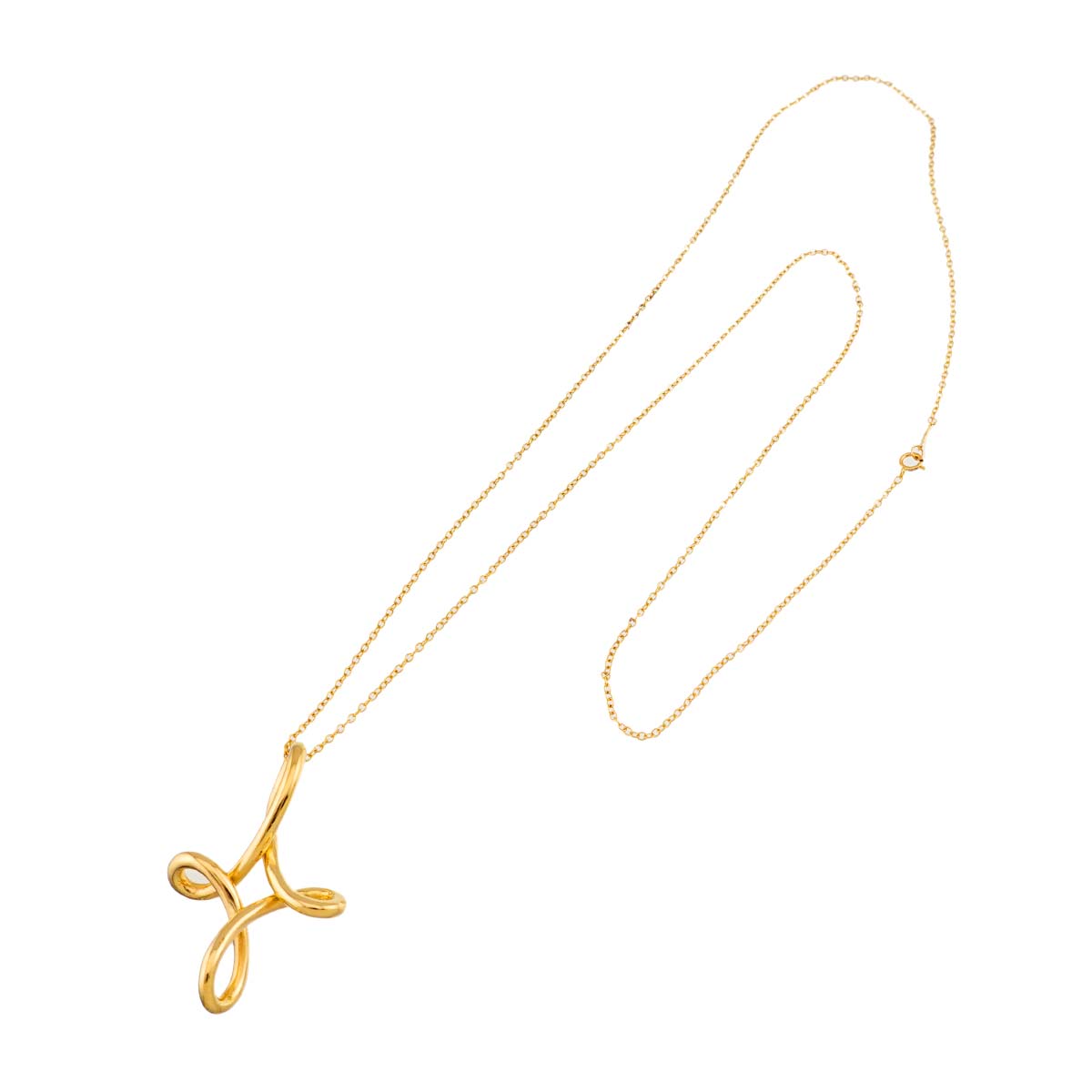 Infinity Cross Long Necklace 18K Yellow Gold 750