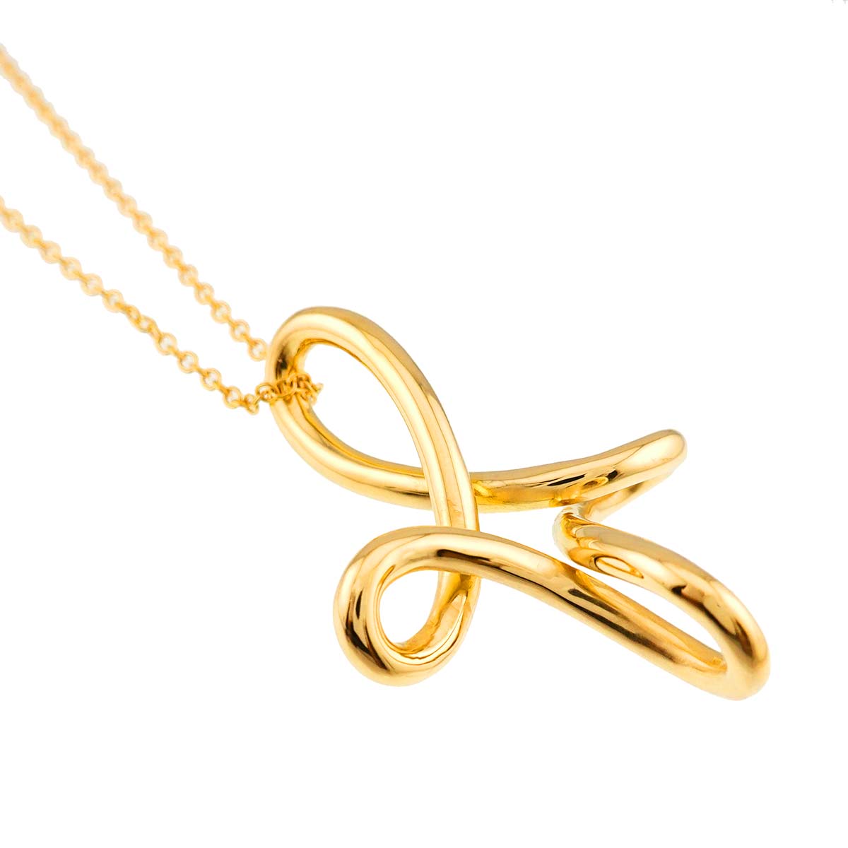Infinity Cross Long Necklace 18K Yellow Gold 750