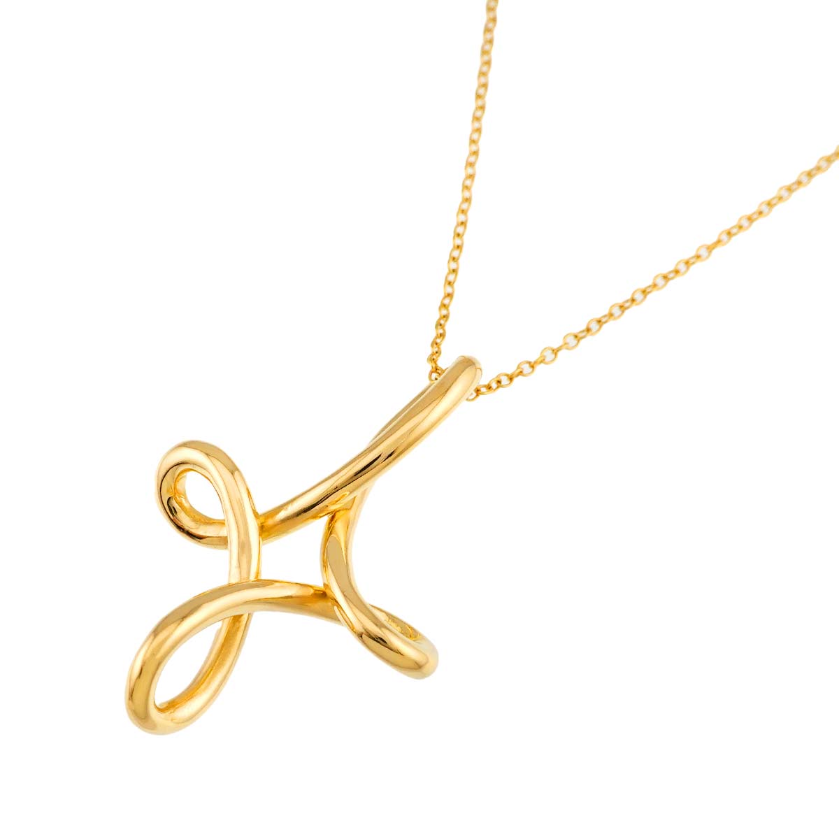 Infinity Cross Long Necklace 18K Yellow Gold 750