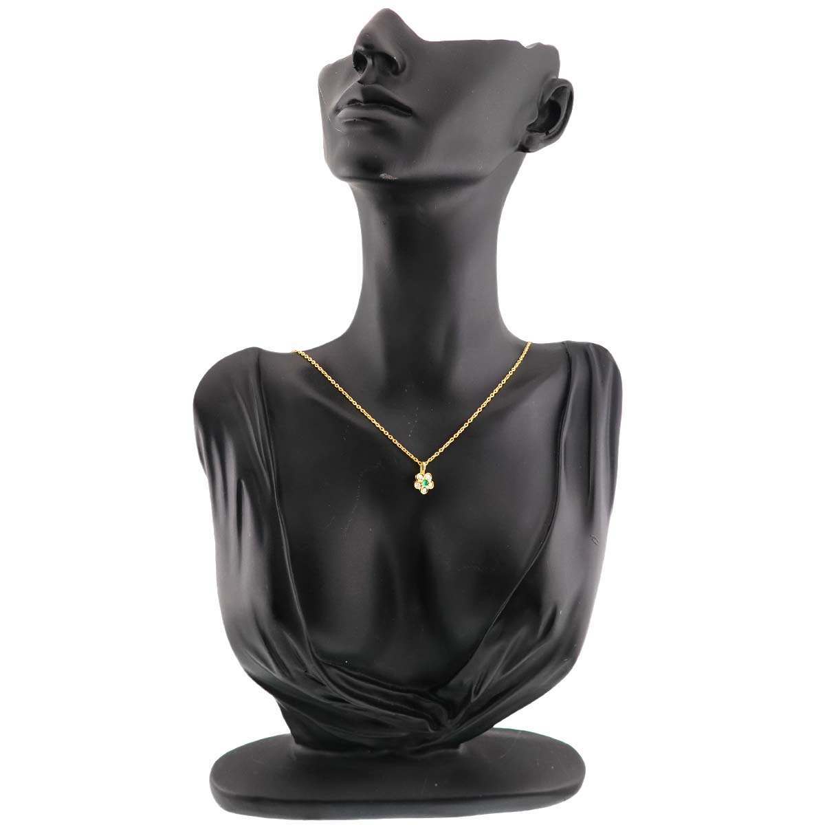 Diamond Emerald Necklace 18K Yellow Gold 750