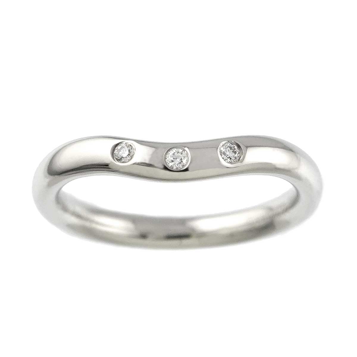 Curved Band Diamond Ring Platinum size2.5(US)