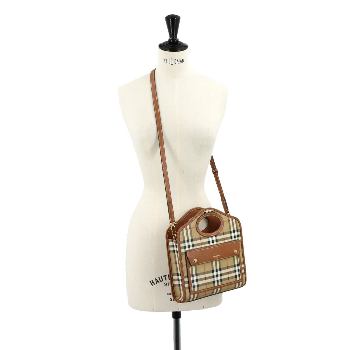 Mini Pocket Hand Shoulder Bag PVC Leather Beige Brown