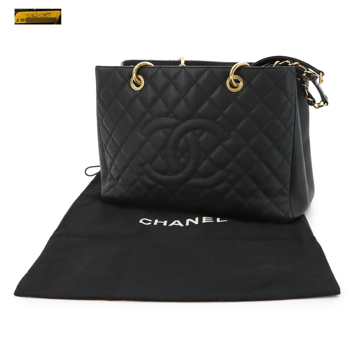 Matelasse Grand Shopping Tote Bag Leather Black GST A50995