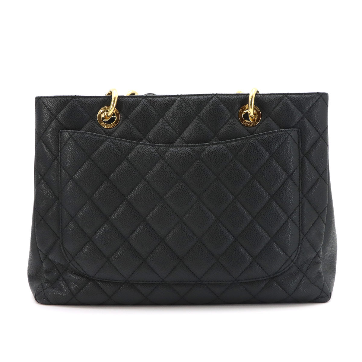 Matelasse Grand Shopping Tote Bag Leather Black GST A50995