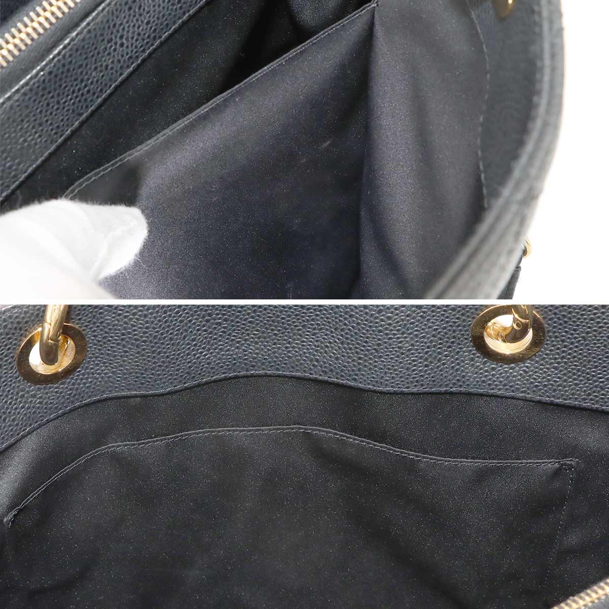 Matelasse Grand Shopping Tote Bag Leather Black GST A50995