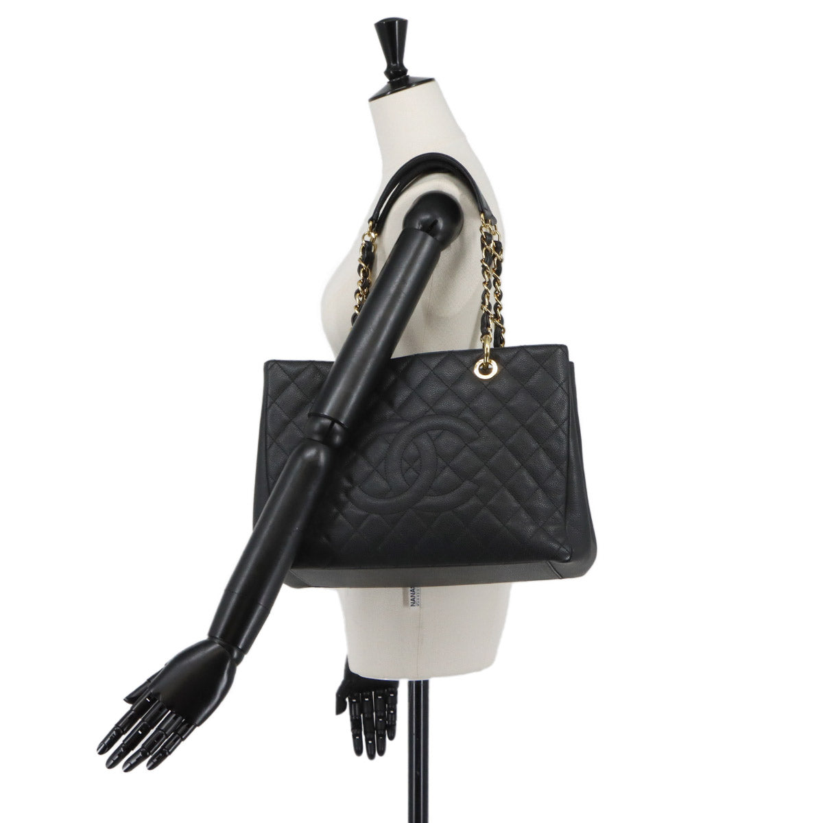 Matelasse Grand Shopping Tote Bag Leather Black GST A50995