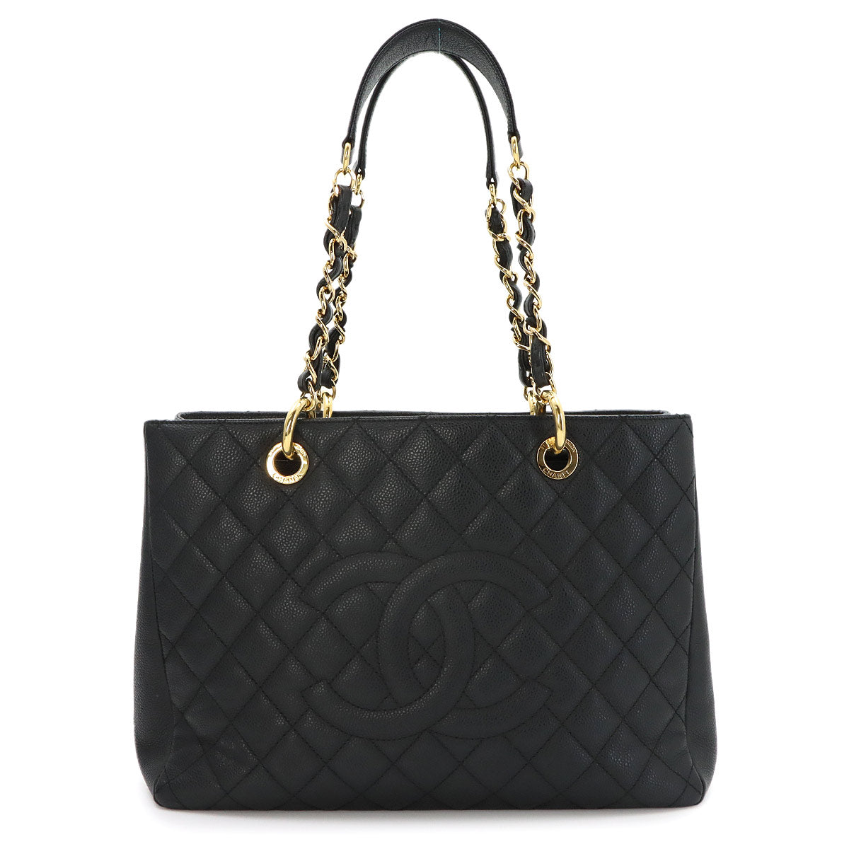 Matelasse Grand Shopping Tote Bag Leather Black GST A50995