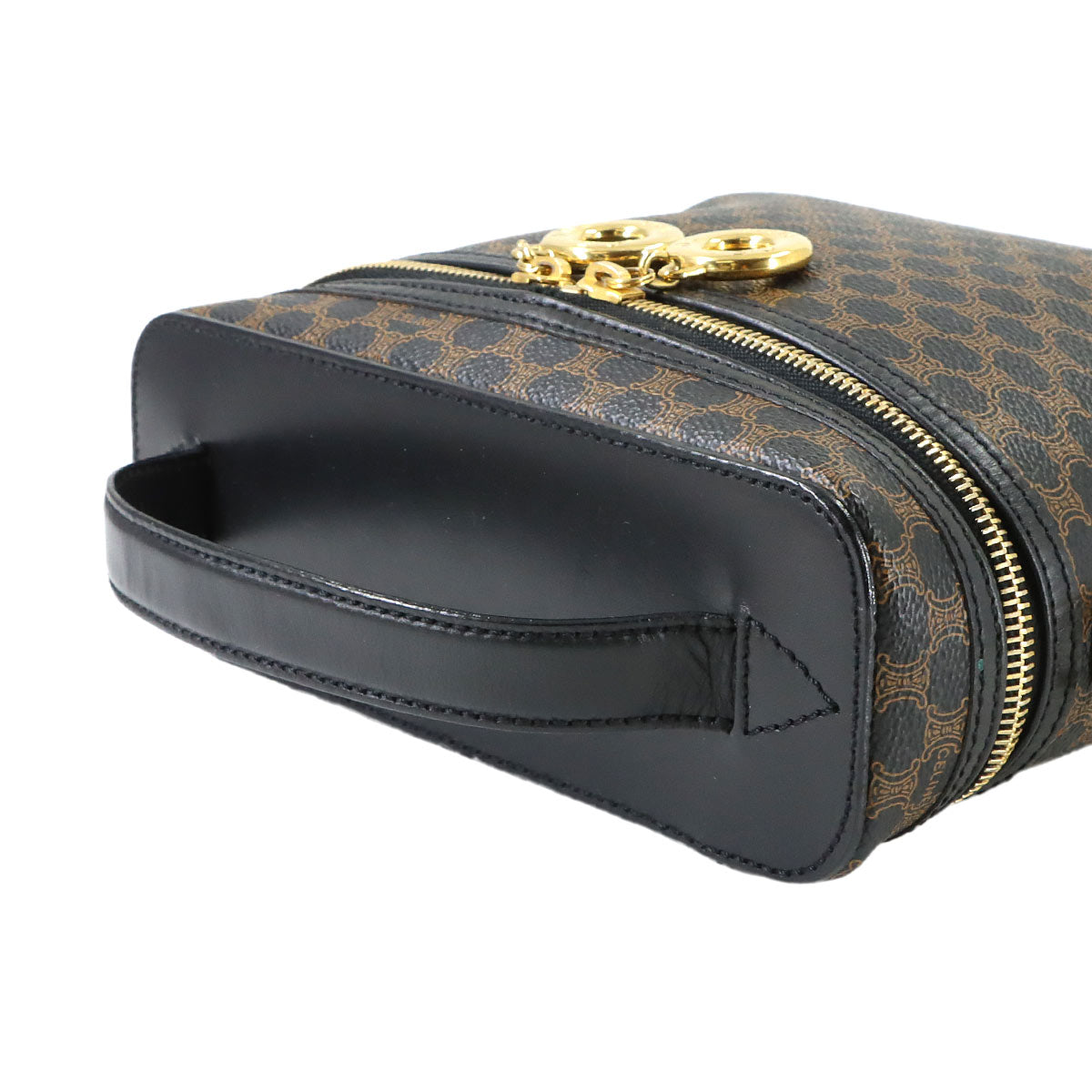 Macadam Vanity Hand Bag Leather PVC Black Brown Purse