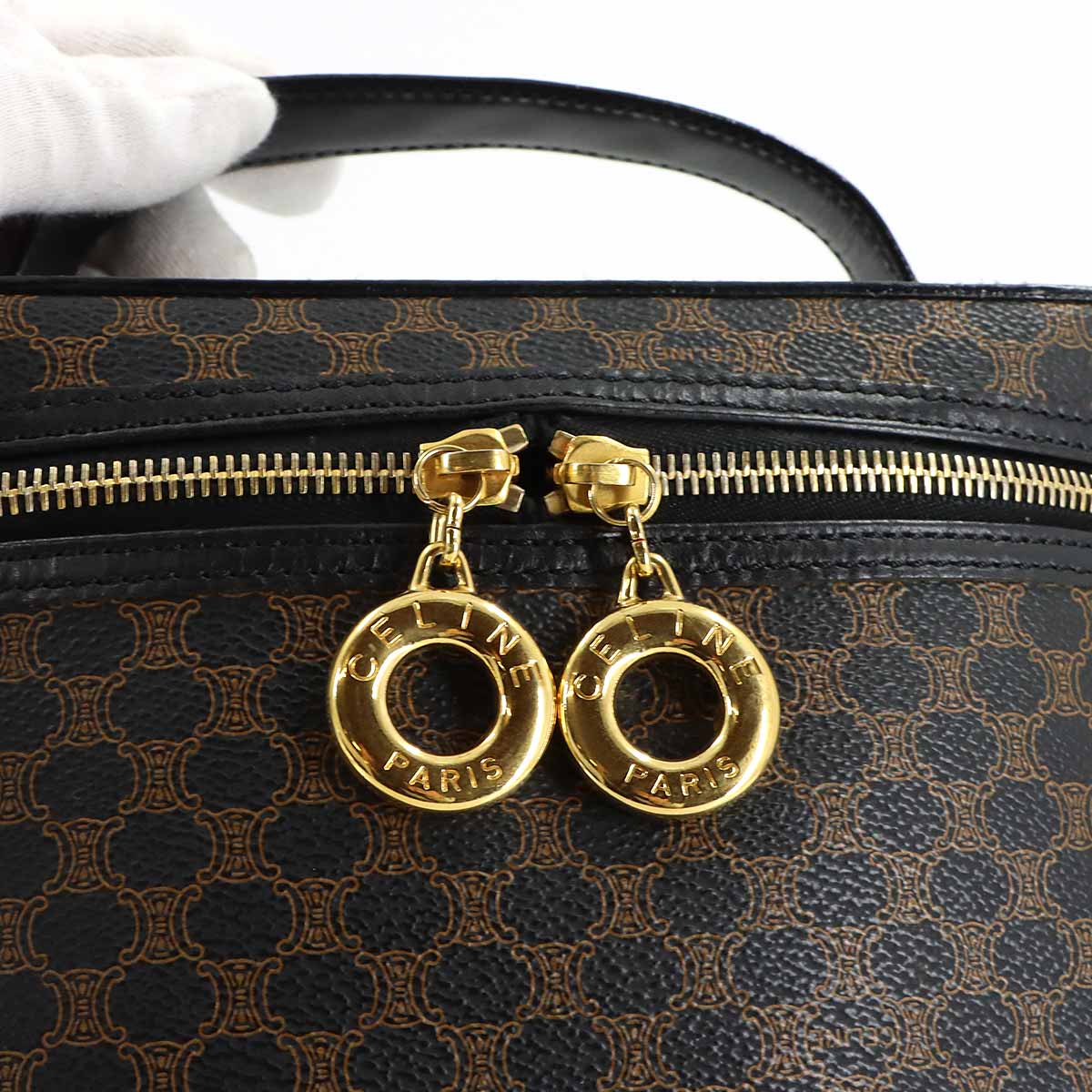 Macadam Vanity Hand Bag Leather PVC Black Brown Purse