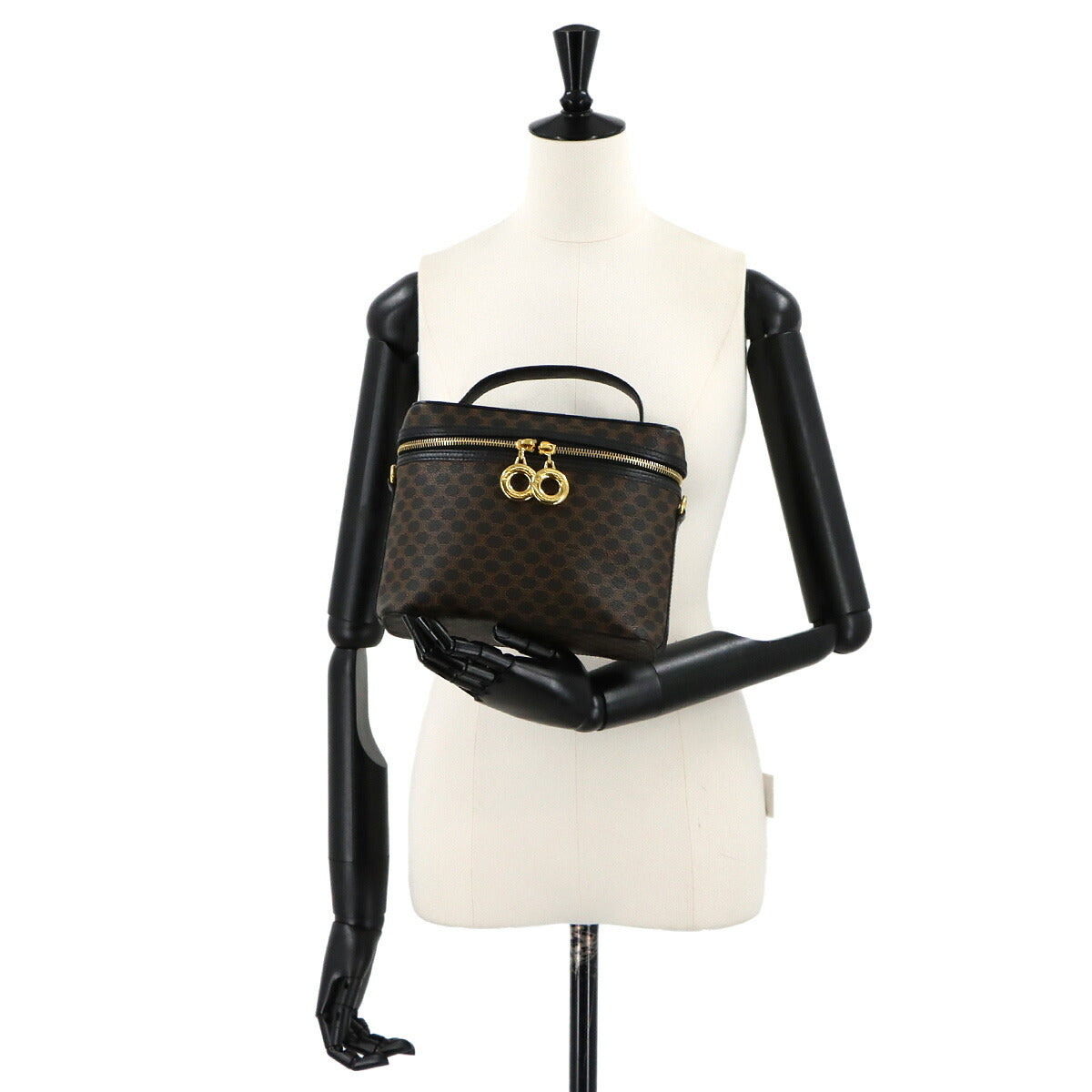 Macadam Vanity Hand Bag Leather PVC Black Brown Purse