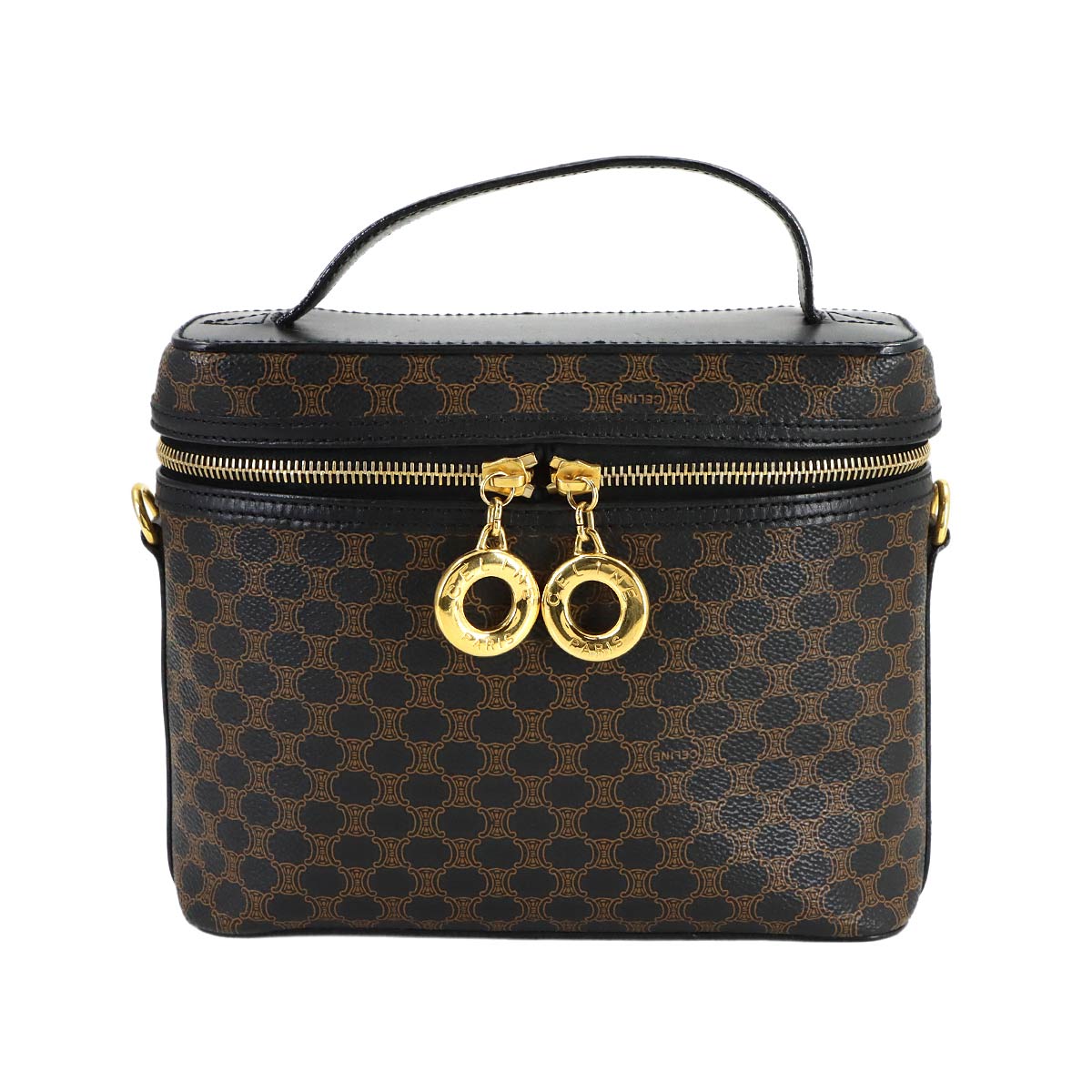 Macadam Vanity Hand Bag Leather PVC Black Brown Purse