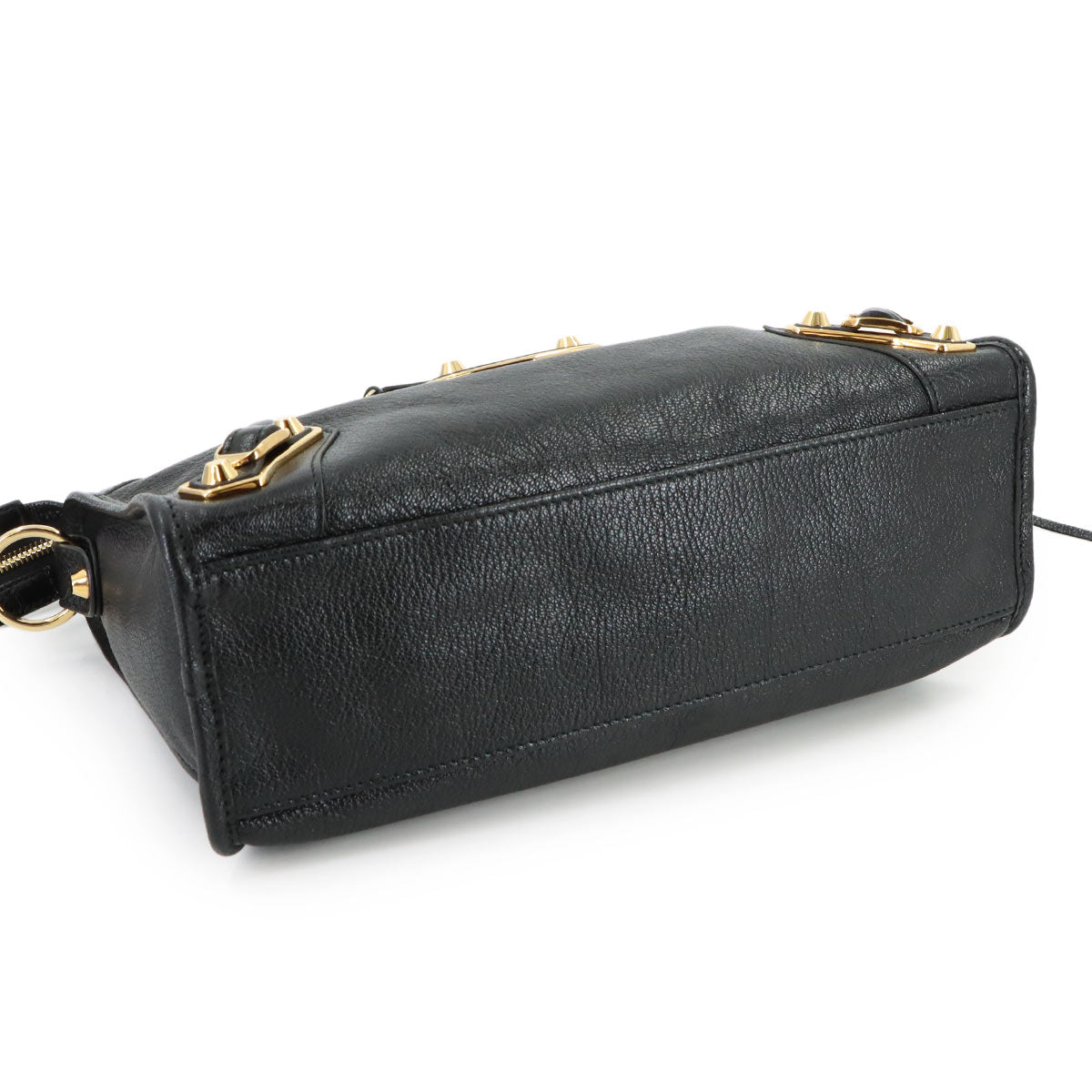 Metallic Edge City Hand Shoulder Bag Leather Black 432831
