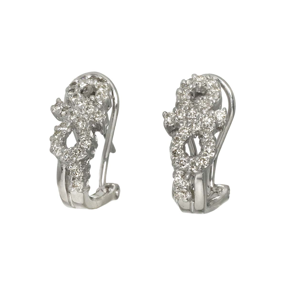Diamond Earrings Pierced 14K K14 WG 585