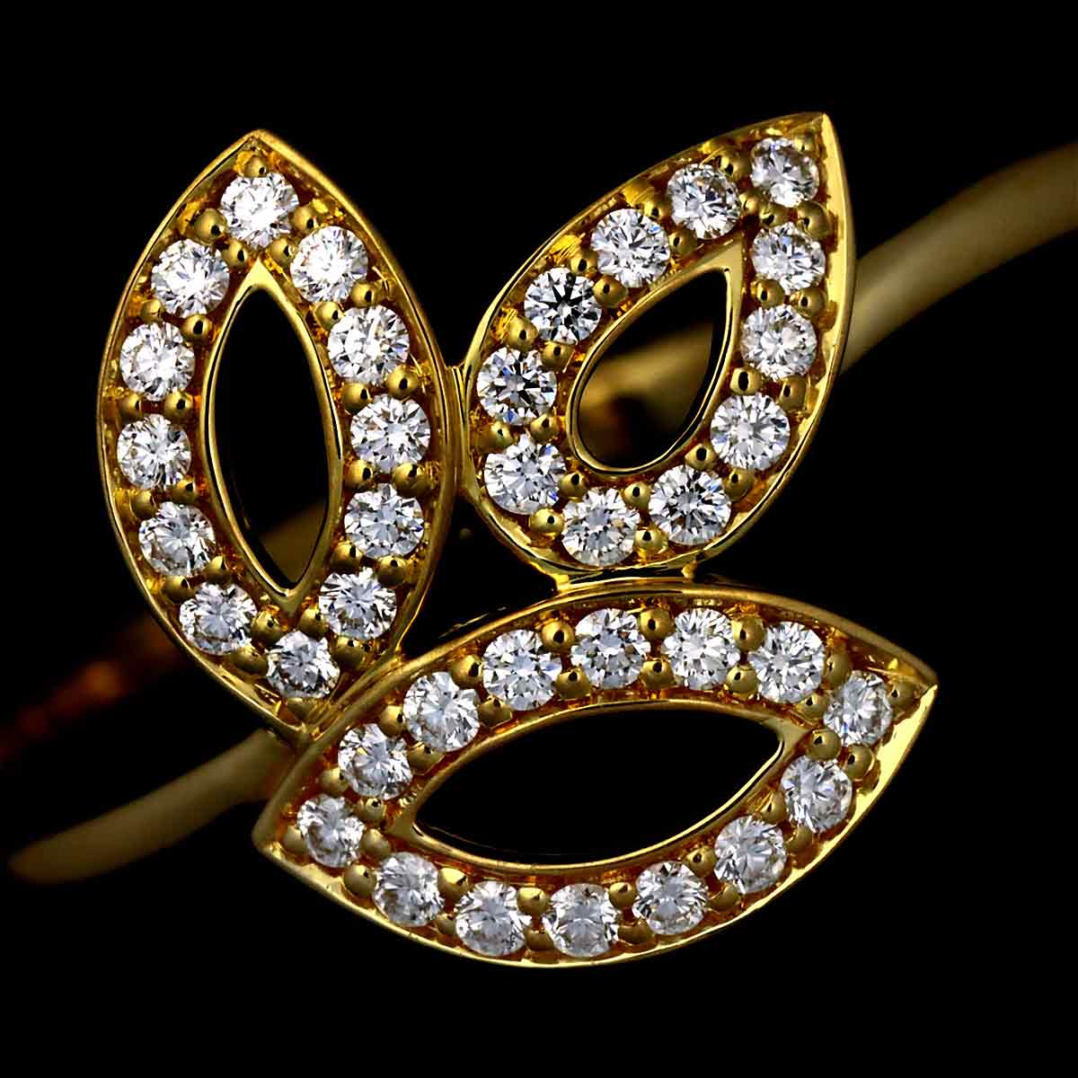 Lily Cluster Mini Diamond Ring 18K YG 750 Size7.25(US)