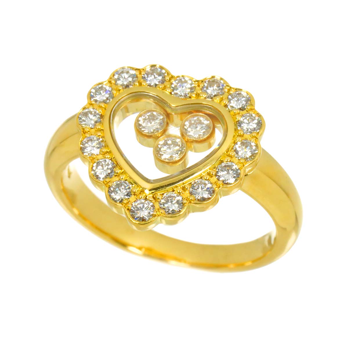 Happy Diamond Heart Ring 18K YG 750 Size5.5-5.75(US)