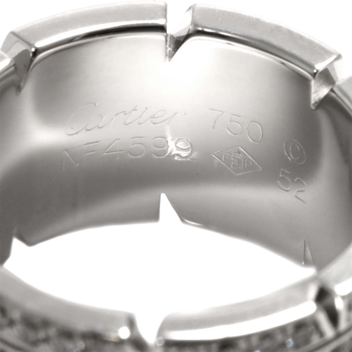 Tank Ring Diamond 18K White Gold 750 size52 5.25-5.5(US)