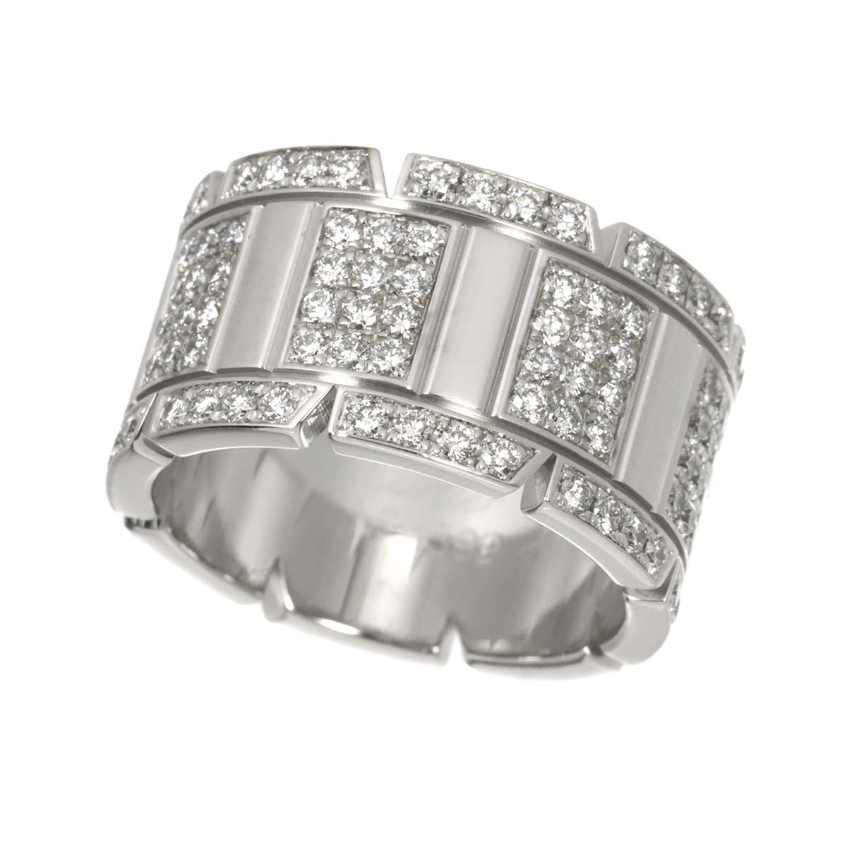 Tank Ring Diamond 18K White Gold 750 size52 5.25-5.5(US)