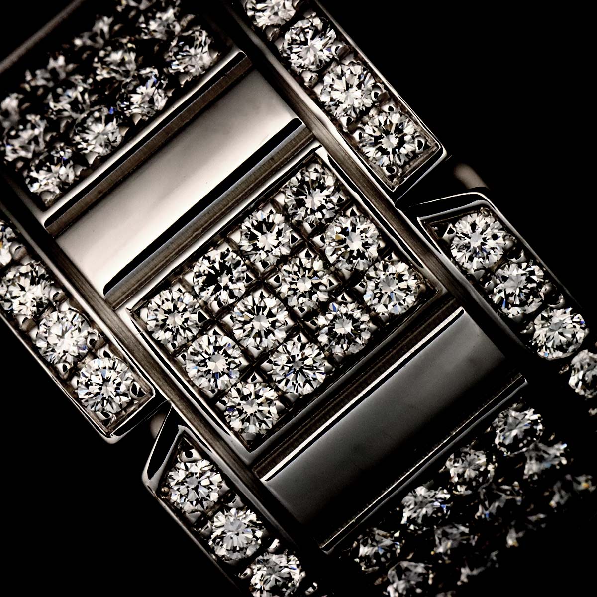 Tank Ring Diamond 18K White Gold 750 size52 5.25-5.5(US)