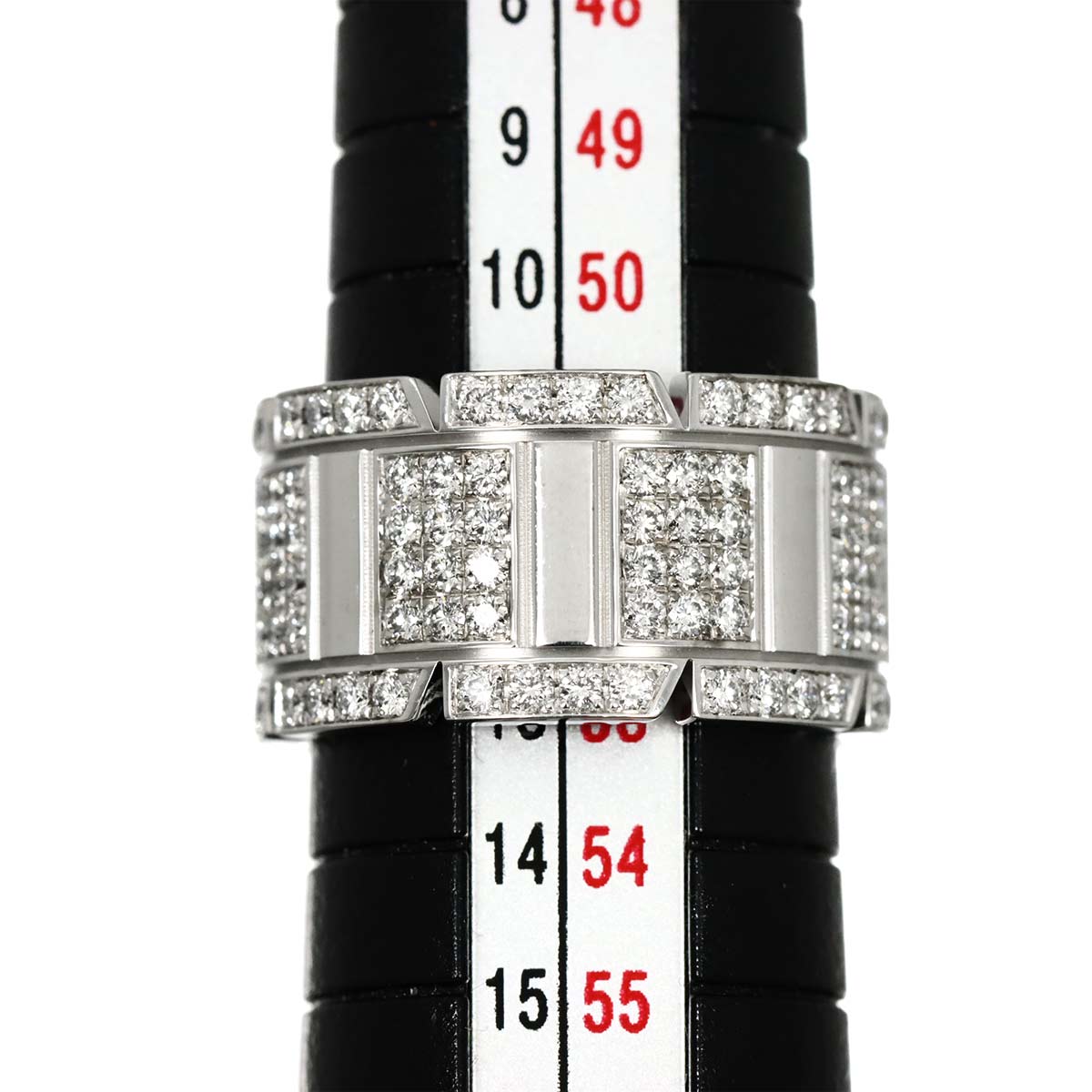 Tank Ring Diamond 18K White Gold 750 size52 5.25-5.5(US)