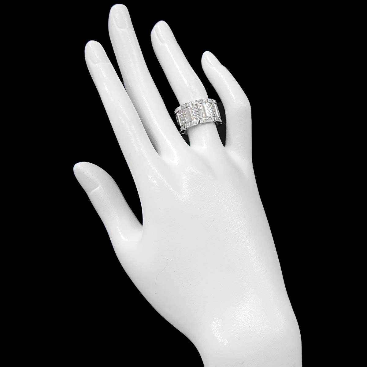 Tank Ring Diamond 18K White Gold 750 size52 5.25-5.5(US)