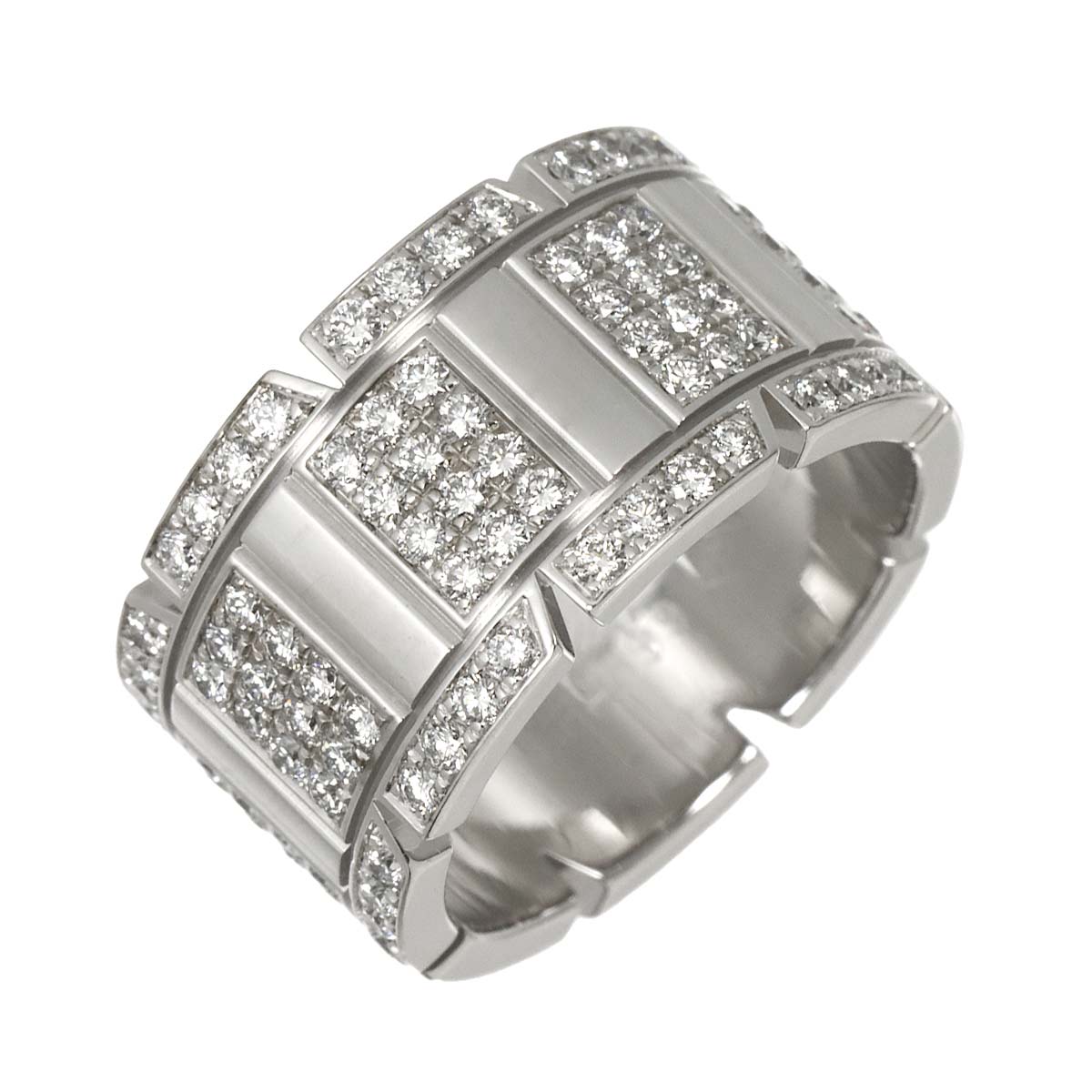 Tank Ring Diamond 18K White Gold 750 size52 5.25-5.5(US)