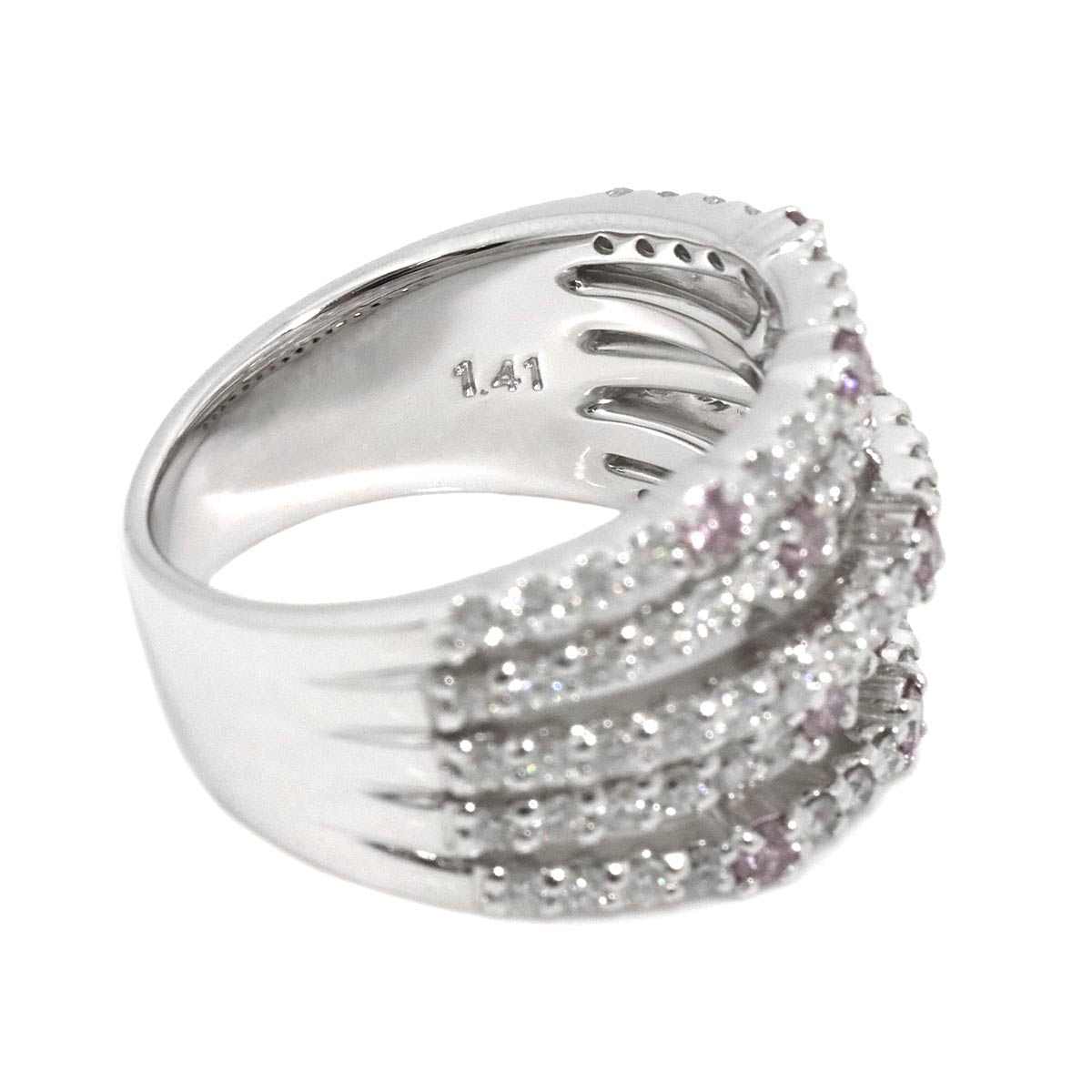 PinkDiamond 1.41ct Ring 18K White Gold 750 Size6(US)