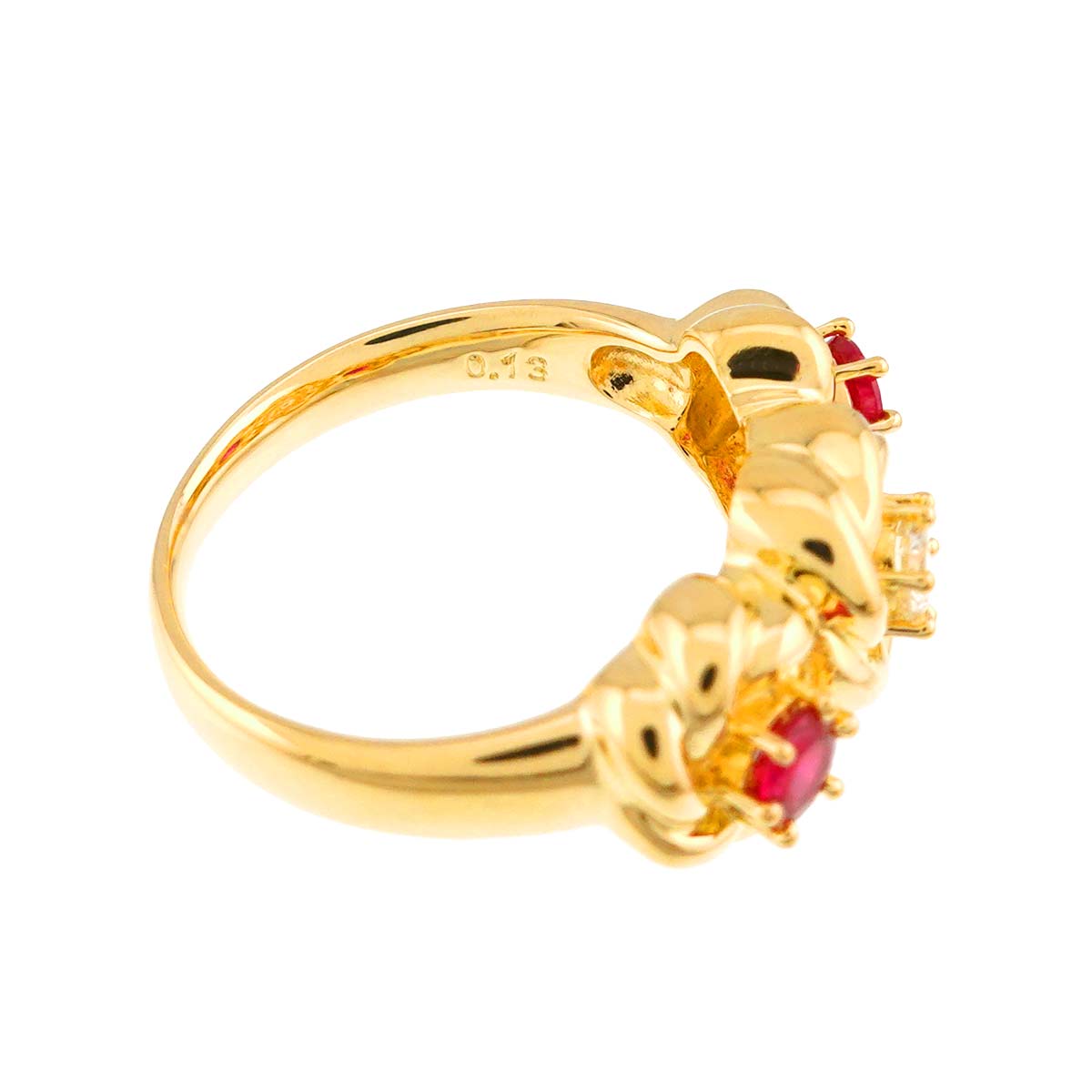 Ruby Diamond 0.13ct Ring 18K YG 750 size5.25-5.5(US)