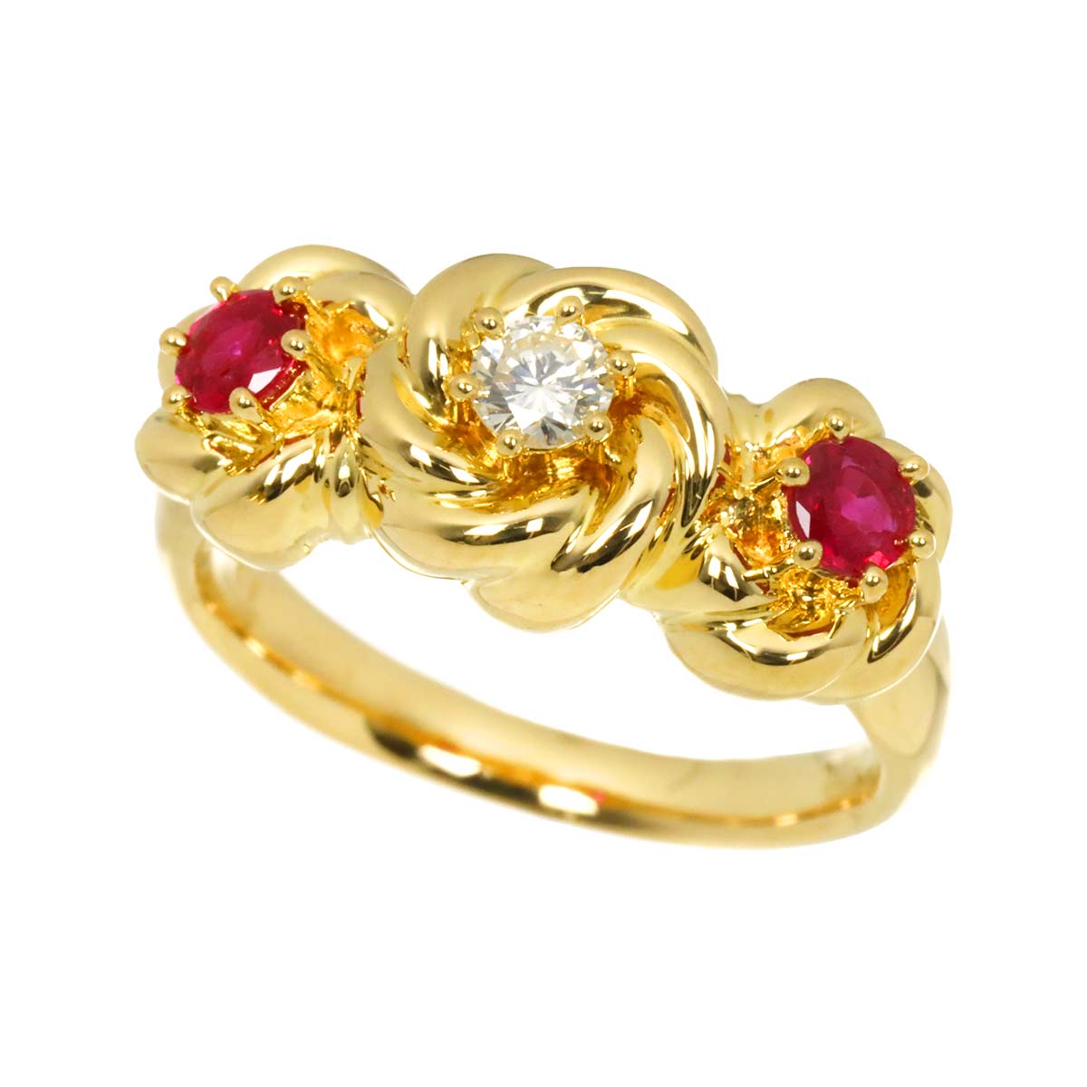 Ruby Diamond 0.13ct Ring 18K YG 750 size5.25-5.5(US)