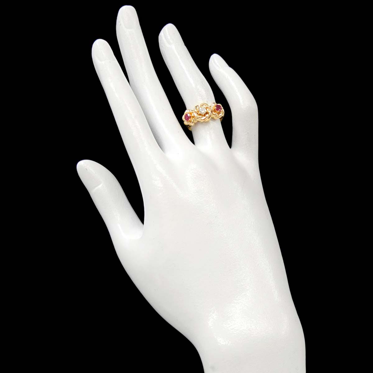 Ruby Diamond 0.13ct Ring 18K YG 750 size5.25-5.5(US)