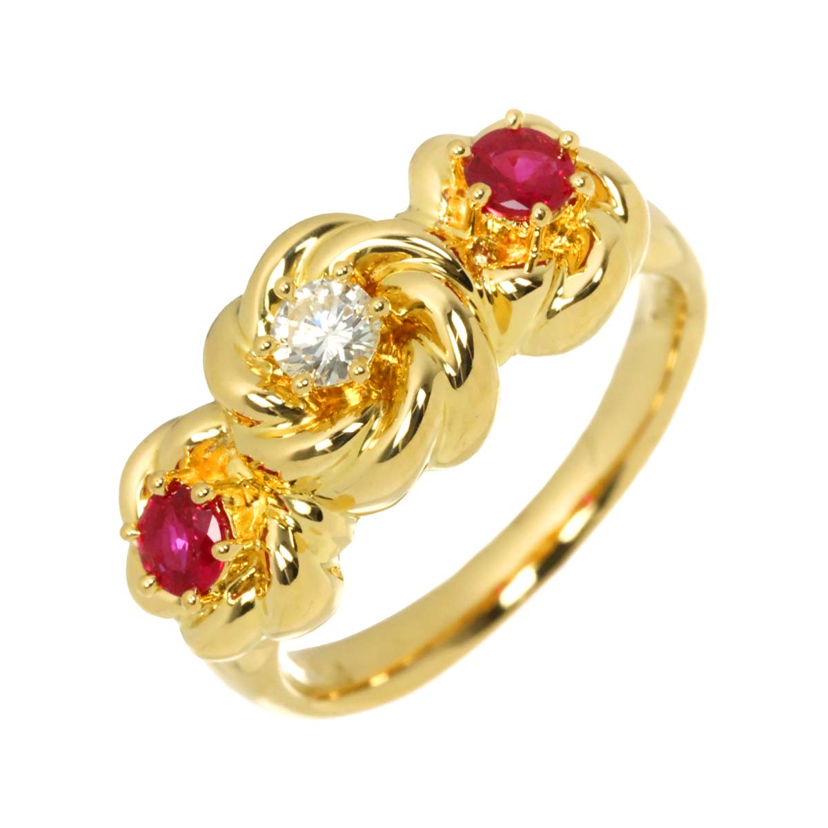 Ruby Diamond 0.13ct Ring 18K YG 750 size5.25-5.5(US)
