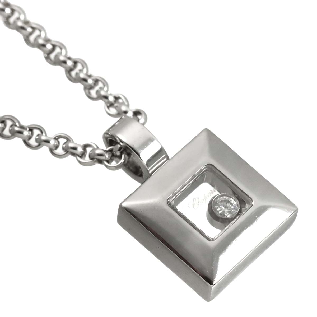 Happy Diamond Square Necklace 18K White Gold 750
